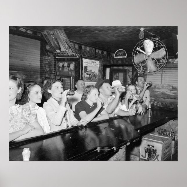 Póster Beber en el Louisiana Bar, 1938. Foto de cosecha d (Frente)