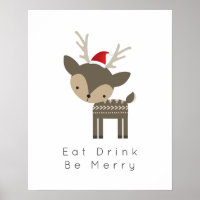 Beber Sé Feliz Venado De Navidad En Sombrero De Sa