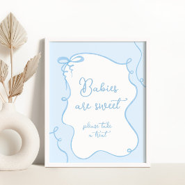 Póster Bebés azul minimalista Bebés con ducha de bebé dul