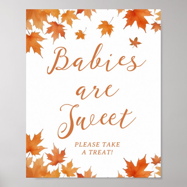 Póster Bebés de Baby Shower de Otoño son un Favor Dulce (Frente)