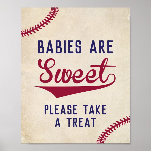 Póster Bebés de béisbol son dulces, por favor, tómate un  (Frente)