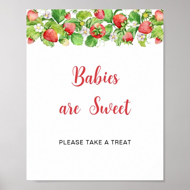 Póster Bebés de Fresa son Dulces Letrero de Mesa (Frente)