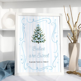 Póster Bebés de Invierno Azul Son Dulces Toma un Regalo