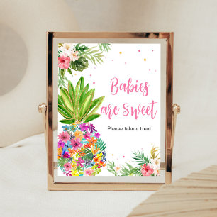 Póster Bebés de piña tropical floral son dulces