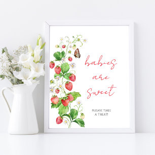 Póster Bebés en Baby Shower de Fresa son dulces 