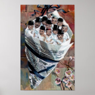 Póster Bebés en un periódico
