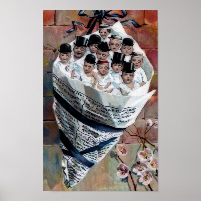 Póster Bebés en un periódico (Frente)