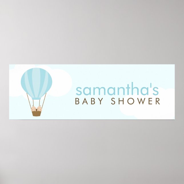 Póster Bebés gemelos en globo de aire caliente verde (Frente)