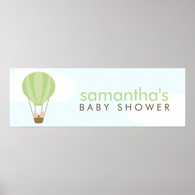 Póster Bebés gemelos en una ducha de bebé de globo aerost (Frente)