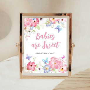 Póster Bebés Mariposa Floral Pequeña es un Dulce Letrero