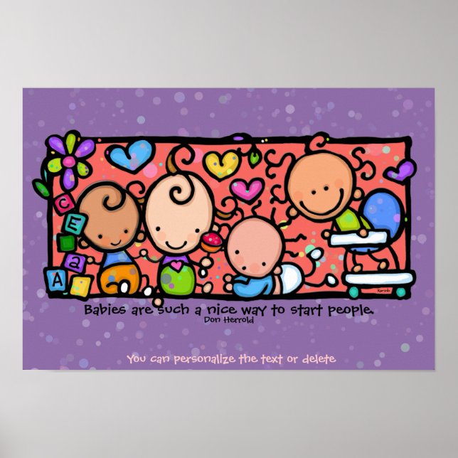 Póster Bebés Niños lactantes Embarazados. 9 x 13 morado (Frente)