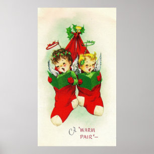 Póster Bebés retros del vintage que cantan el poster del