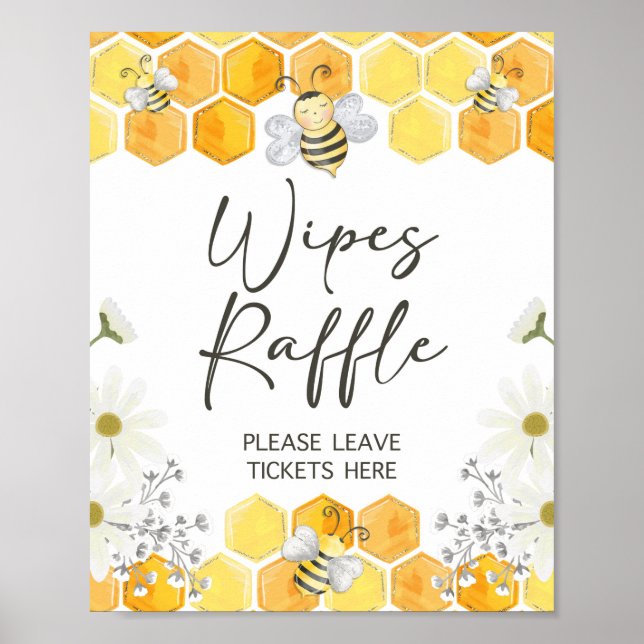 Póster Bebés Rótulo Raffle Tema de la miel de abeja (Frente)