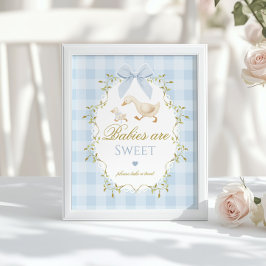 Póster Bebés Silly Goose son dulces Lazo de Gingham Azul