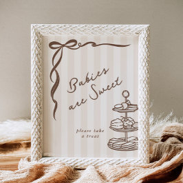 Póster Bebés son dulces Bebe Cafe Lazo Marrón Dibujado a 