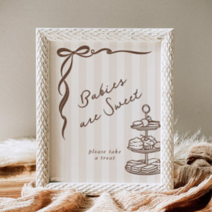 Póster Bebés son dulces Bebe Cafe Lazo Marrón Dibujado a 