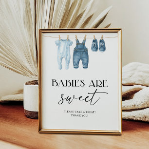 Póster Bebés Son Dulces Fiesta de Ropa de Bebé en Mezclil