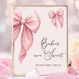 Póster Bebés Son Dulces Toma Un Regalo Lazo Rosa