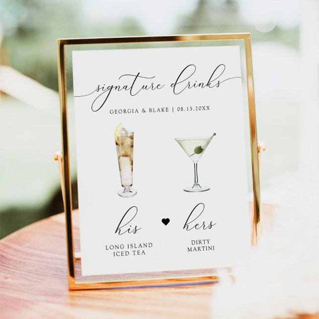 Póster Bebida ASHER Elegant Watercolor Cocktail Signature (Subido por el creador)