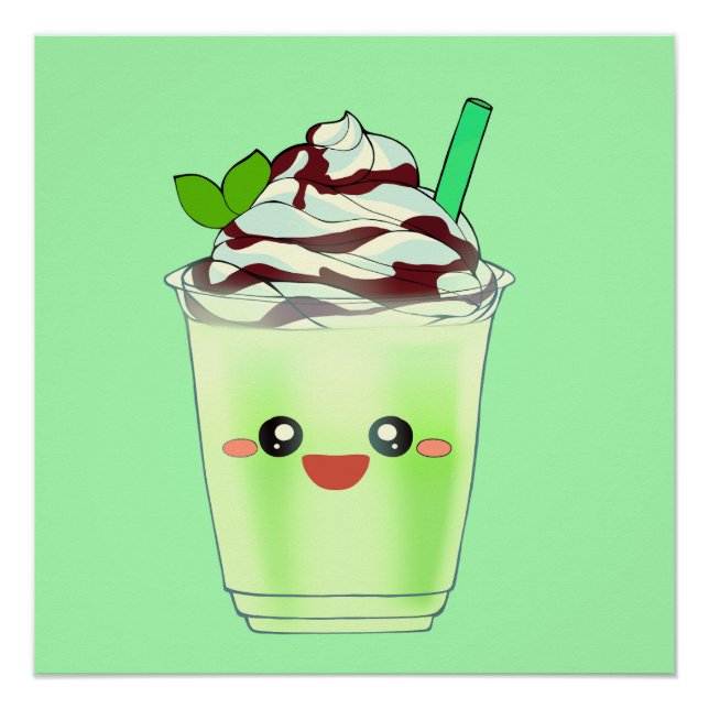Póster Bebida batida de té verde Matcha (Anverso)