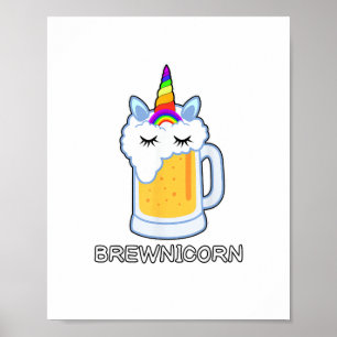 Póster Bebida Brewnicorn Cute Unicorn Fiesta Brew M