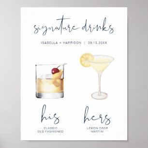 Póster Bebida característica CAITLIN Navy Watercolor Cock