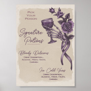 Póster Bebida característica de boda gótica ciruela