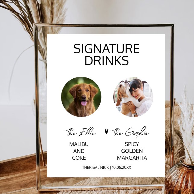 Póster Bebida con firma de la foto del perro Menú de boda (Subido por el creador)