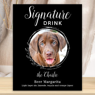 Póster Bebida con firma de perro Moderno Mascota negro Bo