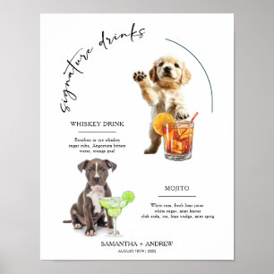 Póster Bebida con la Huella del Perro Menú de Bebidas del