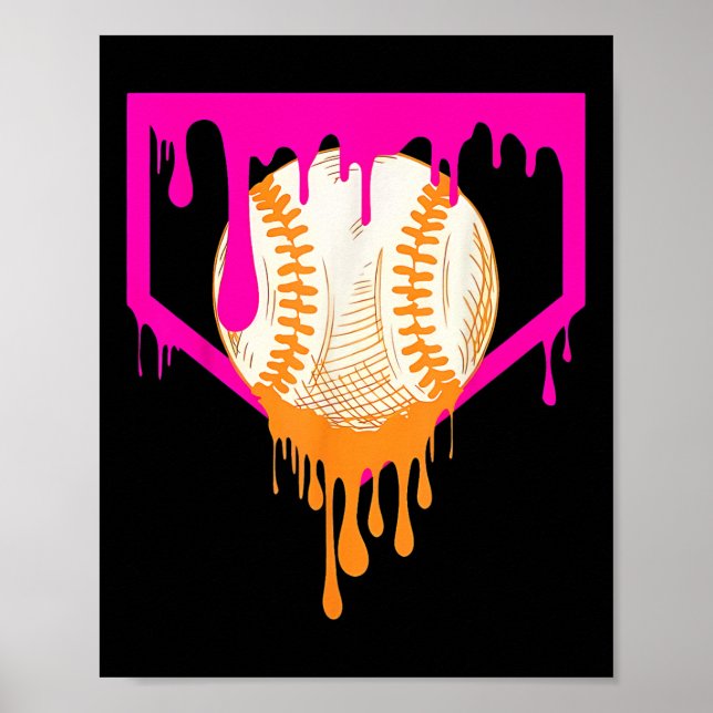 Póster Bebida De Béisbol Para Niños Jóvenes Jóvenes Con H (Frente)