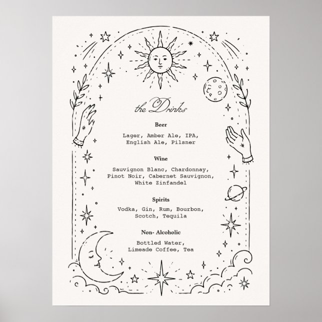 Póster Bebida de Boda Celestial (Frente)