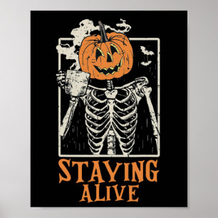 Póster Bebida de calabaza Skeleton Café viva Graciosa