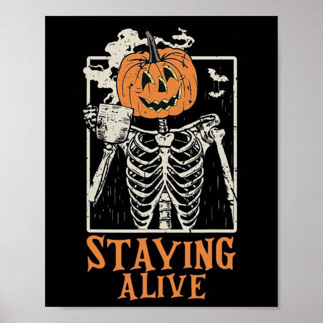 Póster Bebida de calabaza Skeleton Café viva Graciosa (Frente)