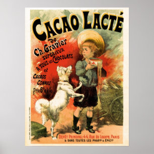 Póster Bebida de chocolate caliente de Francia vintage