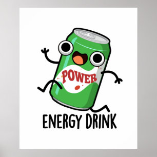 Póster Bebida de energía divertida píun de bebida enérgic