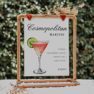 Póster Bebida de firma de Rótulo Martini cosmopolita