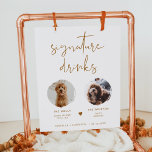 Póster Bebida de firma del Mascota fotográfico INDIE Boho<br><div class="desc">Este letrero distintivo de la bebida incluye dos ranuras para fotos, un tipografía manuscrita densita y un diseño minimalista moderno y una combinación de naranja y color blanco quemados por boho. Cambie fácilmente el tipo de letra y el color de fondo para que coincidan con el evento. Este letrero es...</div>