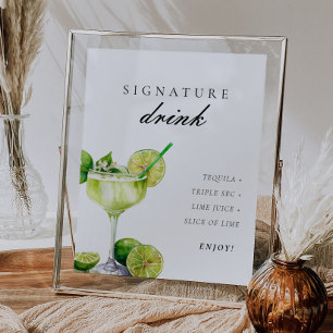 Póster Bebida de firma Margarita Rótulo de novia Fiesta