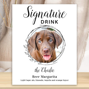 Póster Bebida de Firma Personalizada Perro Bar Mascota Bo