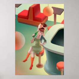 Póster Bebida de gato en el bar