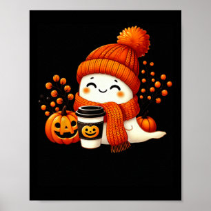 Póster Bebida de la Copa de especias de calabaza fantasma