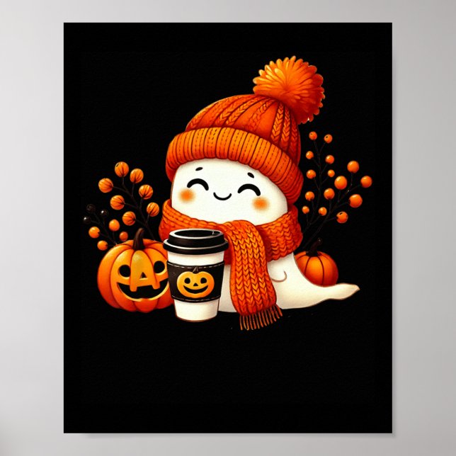 Póster Bebida de la Copa de especias de calabaza fantasma (Frente)