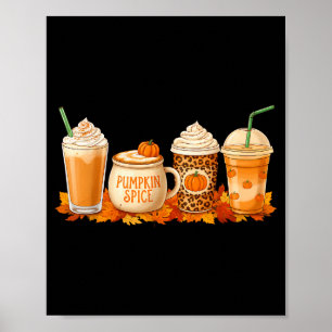 Póster Bebida de Otoño de Café Sce Latte de Calabaza Hall