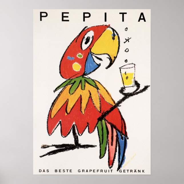 Póster Bebida de soda de pomelo PEPITA por Herbert Leupin (Frente)