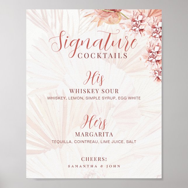 Póster Bebida emblemática de la boda Cocktail de él y ell (Frente)