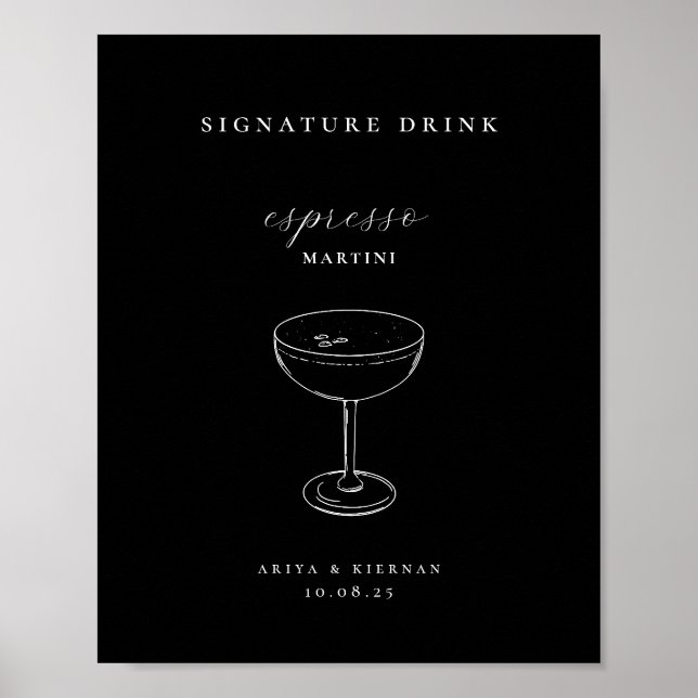 Póster Bebida emblemática Espresso Martini para barra de  (Frente)