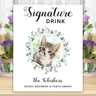 Póster Bebida emblemática para bodas de gatos Bar de cóct