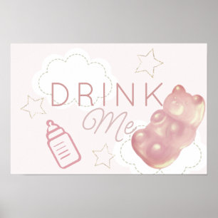 Póster Bebida Estrella de Nube de Osito de Gominola Rosa