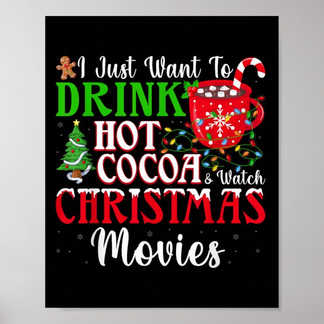 Póster Bebida Graciosa Chocolate Caliente Y Ver Películas (Frente)